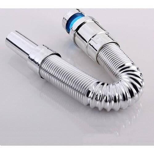 Flexible Extension Sink Drain Pipe, Basin S Tube Down Tube Extension Hose, Bathroom Sink Expanded Tube, Sink Tailpiece, Plating
