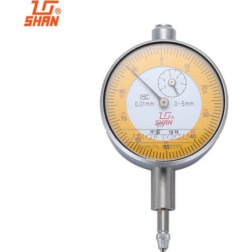 SHAN Dial indicator 0-5mm/0.01mm Small Dial Test Gague Aluminum Body Caliper Gauge Measuring Tool
