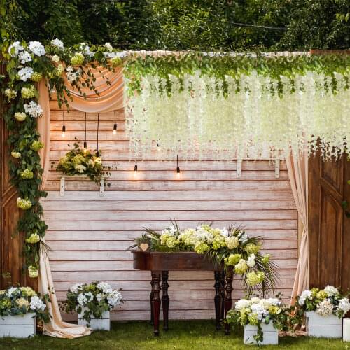 12 Pcs Artificial Silk Ivy Vine Green Leaf Vine Garland Simulation Props110CM Faux Flowers Ivy Wall for Wedding Party Decoration