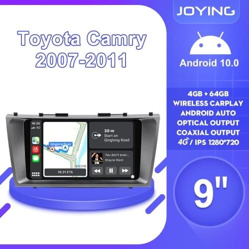 JOYING Autoradio 1Din Android 10 Car Radio Stereo Head Unit For Toyota Camry 2007 2011 Wireless Carplay Android Auto DVR OBD2 4G