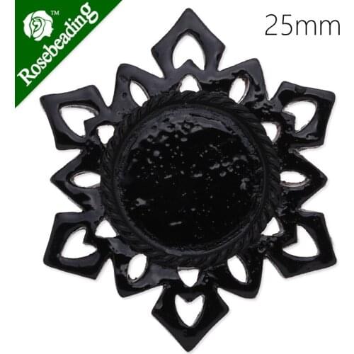 25mm resin cabochon,black,snowflake shape,fit 25mm glass cabochon,pretty look,sold 20pcs/lot-C4282