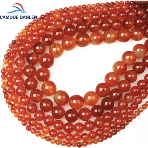 Natural Stone Carnelian Round Beads Red Agat 4 6 8 10 12MM Charm Bracelet Necklace Handicraft Diy Beads for Jewelry Making acces