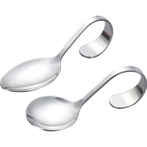200PCS Stainless Steel Canape Serving Spoon Shiny Polish Stainless Steel Sea Food Serving Spoon with Bendy Handle