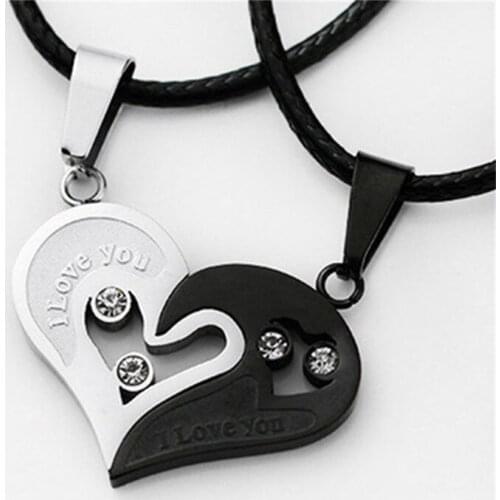 Fashion Best Friends Honey Love Couple Pendant Necklace 2 Pcs/ Set Rainbow Broken Heart Good Friends Friendship Jewelry Gift