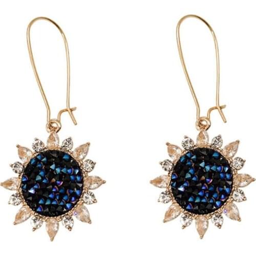 Fashion Jewelry rhinestone Sunflower Dangle Earrings for Women crystal Gift flo