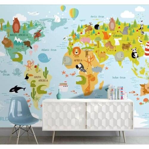 Milofi custom 3D wallpaper mural modern fresh cartoon animal world childrens room background wall painting decorative wallpaper