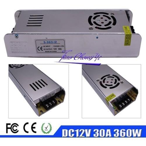 New Hot Switching Power Supply For LED DC12V 30A 360W 220VAC Sub-Mini Universal Regulated