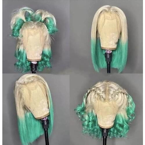 Lace Frontal Wigs Virgin Hair Short Bob Ombre Lace Front Human Hair Wig 13x1 Wigs For Black Women Preplucked Hairline