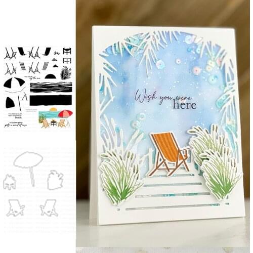 Beach Chair Vacation Cutting Dies & Stamps Scrapbook Diary Decoration Stencil Embossing Template DIY Greeting Card Make Albums