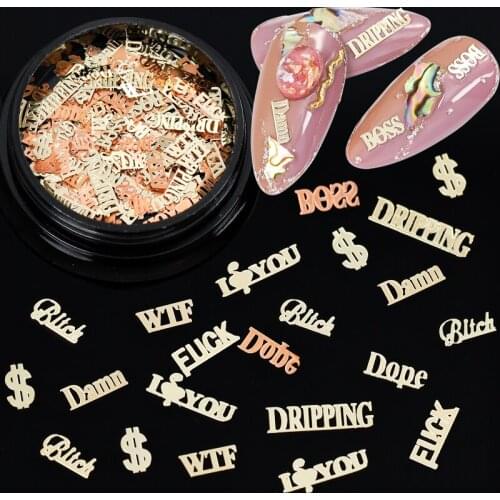 Mix shapes Christmas metal nail art decorations foil decals nail slice letter press on fake nails accessories manicure tool set