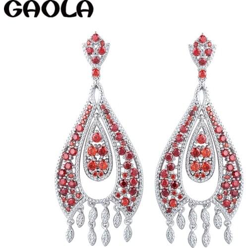 GAOLA Fancy White Gold Color Plant Cubic Zirconia Dangle Earrings for Woman GLE6050