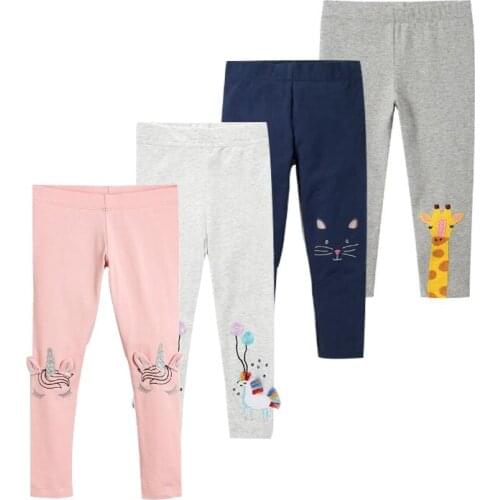 Spring Autumn New Casual Kid Clothes Baby Leggings Girl Pure Cotton Elastic Waist Thin Style Cartoon Long Pants Soft Trousers