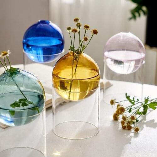 Nordic Glass Transparent Flower Vase Hydroponic Plant Holder Ornament Home Decoration Accessories Decorative Centerpiece