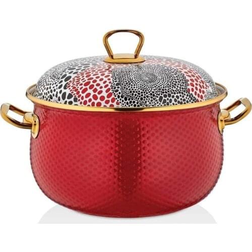 Schafer Glaze Yogurt Pot 22 cm-Red-Inner Surface Coating Enamel