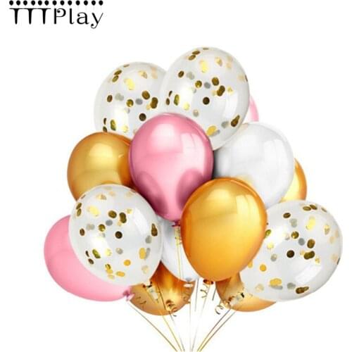 Gold Confetti Balloons Decoration 12 Inches Gold Confetti Balloons 20pcs Gold & Pink & White Party Balloons Supplies and Vintage