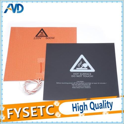 Silicone Heater Pad 300X300mm 220V 600W Heater +300*300mm Black Frosted Sticker Build Sheet Plate For TEVO Tornado Lulzbot Taz6