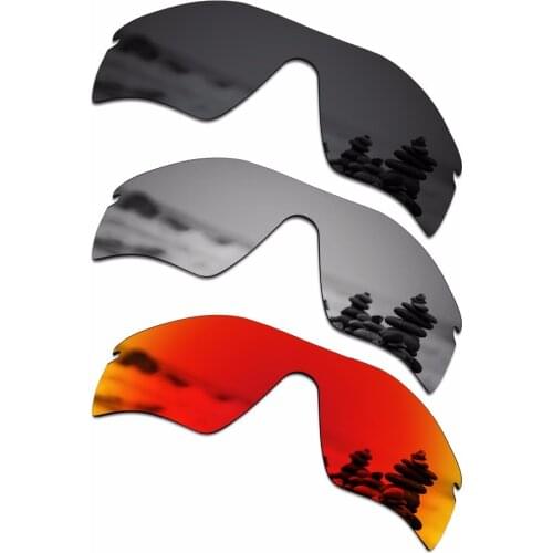 SmartVLT 3 Pieces Polarized Sunglasses Replacement Lenses for Radar Path Stealth Black and Silver Titanium and Fire Red