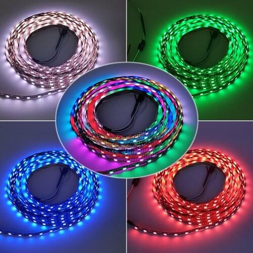 WS2812B LED Strip DC 5V Black White PCB Smart Addressable Pixel WS2812 IC 30/60/144 LEDs/M Bar RGB 50CM 1M 2M 3M 4M 5M