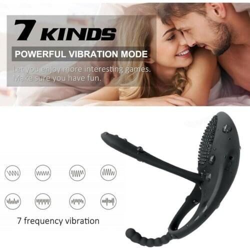 Vibrating Penis Ring Silicone Anal Vagina Stimulation Cock Ring Delay G-spot Vibrator Adult Sex Toys for Men