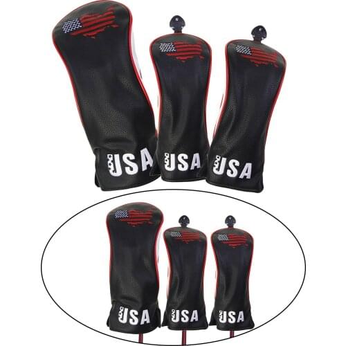 Waterproof Golf Wood Headcover PU Leather Driver Head Cover Protection Black