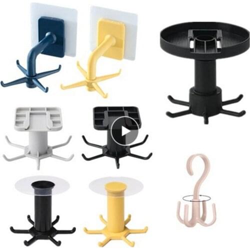 360 Degrees Rotating Hook Kitchen Accesorios Storage Bathroom Organizar Storage Rack Rotated Holder Wall Mounted Hanging Hooks