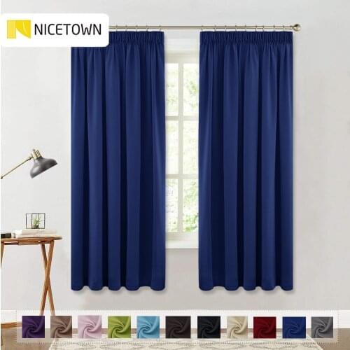 NICETOWN European American Pull Pleated Tape Blackout Window Curtain Drape for Living Room Bedroom Baby Room Office