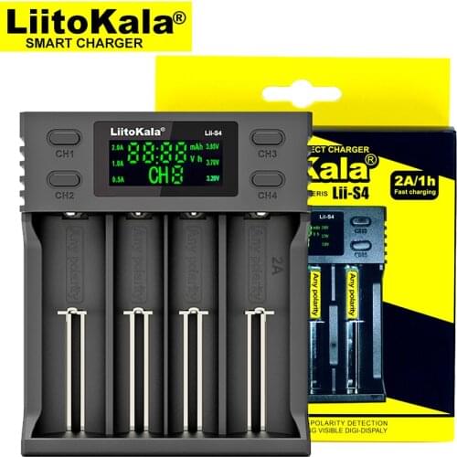 Liitokala Lii-S4 18650 Charger, Charging 18650 1.2v 3.7v 3.2v AA / AAA 26650 21700 NiMH Li-Ion Battery Charger