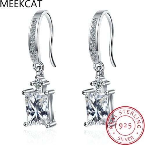 2021 New Trendy Princess 925 Sterling Silver Bridal Earrings For Women Anniversary Gift Jewelry Wholesale Valentines Day E5606