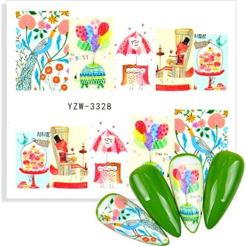 1 Sheet Charm Anime Girl Water Decals Goddess Nail Art Sticker Flower Tree Leaf Full Cover Slider Manicure Accessories