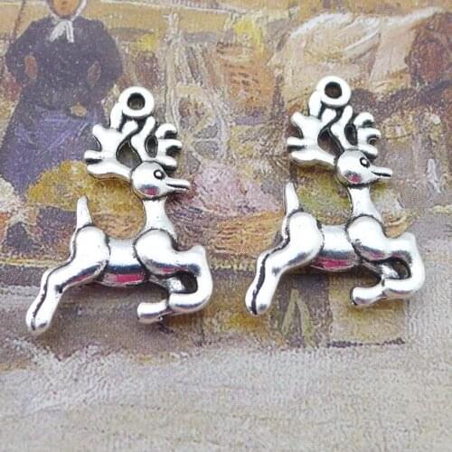 Newest 10Pcs 23*16mm Antique Silver Color Alloy Cute Sika Deer Charms Fashion Necklace Earrings Pendant For DIY Jewelry Making