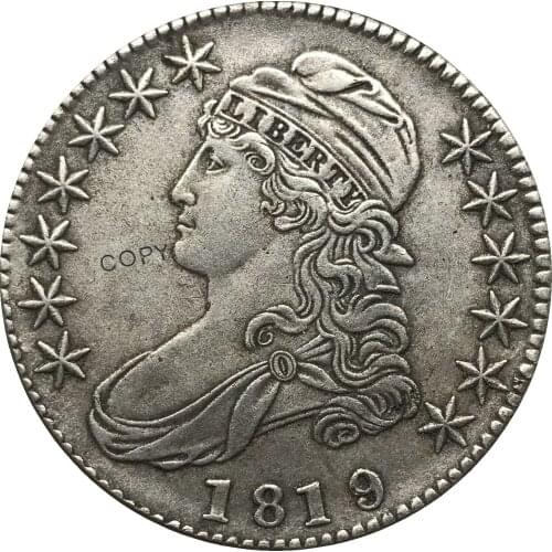 1819 United States 50 Cents ½ Dollar Liberty Eagle Capped Bust Half Dollar Cupronickel Plated Silver Black Copy Coin