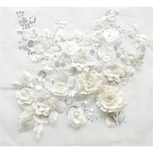 2pcs/Lot 3D flower sequin lace embroidery beaded lace color stage show decoration material jewelry