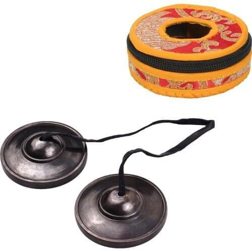3-Inch Bronze Cymbal Bell Small Cymbal Brass Chime Musical Instrument for Tibetan Buddhist Style Tingsha Meditation Calming Down