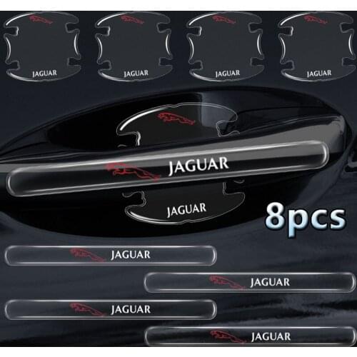 8pcs Car Door Handle Anti-Collision Sticker For Jaguars XK Tijera Ropa Llavero F-TYPE V8 S XF XJ 13MY I-PACE XE C-X75 F-PACE