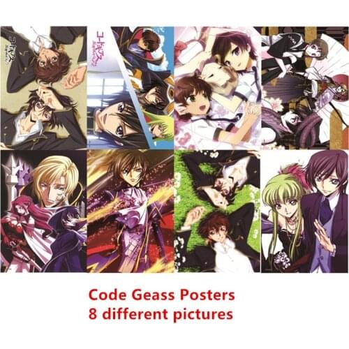 Anime Toys Code Geass Posters ZERO knight of seven CC Stickers Poster Size 42x29CM random 8 pictures