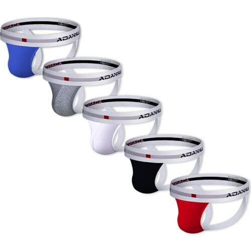 ADANNU Brand Sexy Gay Jockstrap Men Underwear Cotton Male Panties Cueca Tanga Breathable U Pouch Comfortable Underpants (5)AD46