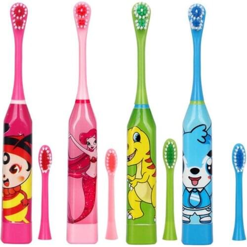 Children Electric Toothbrush Cartoon Pattern Double-sided Tooth Brush Electric Teeth Brush for Kids with 2pcs Replacement Head