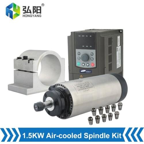 CNC Milling Machine 1.5KW Air-Cooled Spindle Motor ER16 ER11+VFD Inverter+80mm Bracket+ER11 Chuck Machine Tool Spindle Engraving