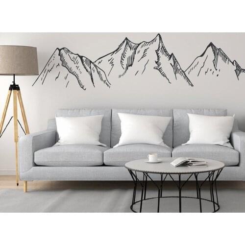 Mountain Silhouette Wall Decal Mountains Vinyl Wall Window Sticker Farmer House Murals For Living Room Mordern Room Decoration