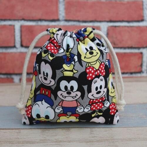 17x20cm Disney canvas cartoon Mickey drawstring bags cute coin purse drawstring mobile phone storage bag draw string bags