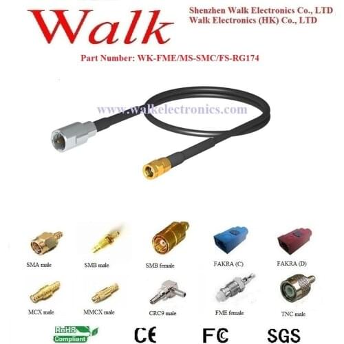 FME male SMC female rg174 cable, fme smb cable, smc connector cable