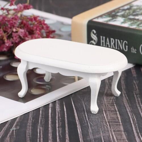 1:12 Dollhouse Miniature Furniture Wooden White Teatable Coffee Table Doll House Decor Dolls Simulation Home Toy
