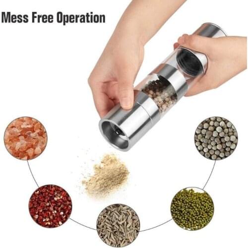 Utensils Kitchen Stainless Steel Pepper Mill Manual Double Layer Grinder Quick Grinding Bottle Spice Mill Grinder Gadget New