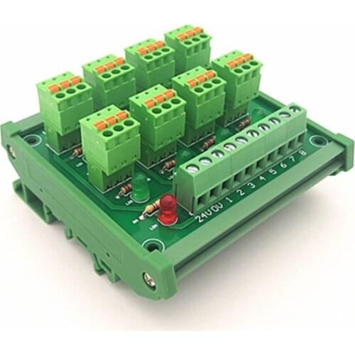 DIN Rail Mount PLC 8 channel PNP input spring wiring IO photoelectric proximity switch sensor terminal block
