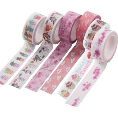 New Arrival 1PC 15MM*5M Cute Fish Floral Washi Tape Wide Sticky Adhesive Tape Scrapbooking Album DIY Decorative Paper Tape