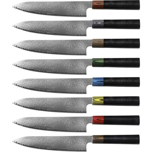 Hefs Nakiri Knife 67 Layers Japanese Damascus Steel Chef Knife 8 Inch Damascus Kiritsuke Knife