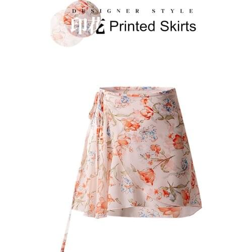Tulip Printed Gauzy Dance Dress Adult Womens One-Piece Skirt Gymnastic Ballet Skirts Girls Dancewear Figure Skating Dress