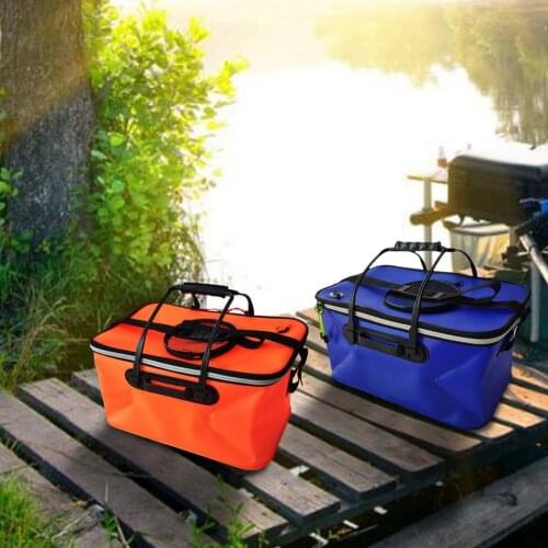 Portable Folding Fishing Container Bucket Outdoor Folding EVA Fishing Bag Live Fish Bucket 2 Sizes Camping Hiking Fishing Bag