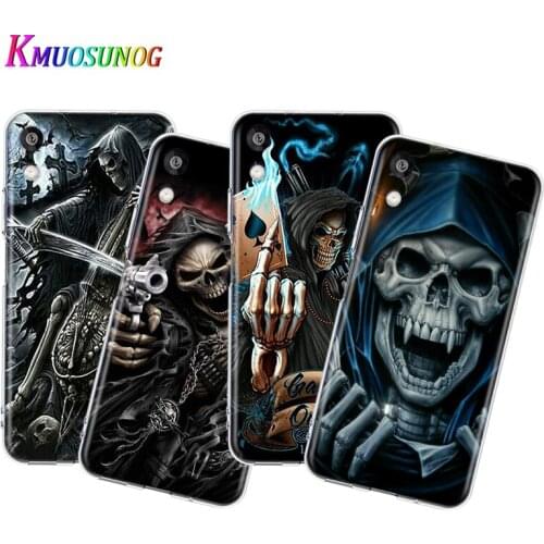 Transparent Cover Grim Reaper Skull Skeleton For Honor 8S 8C 8X MAX 8A 8 7S 7A 7C Play 3E Prime Pro 2020 2019 Phone Case