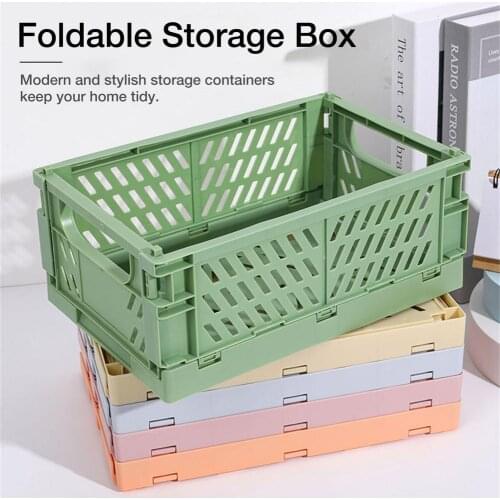Mini Baskets PP Shelf Home Storage Bin Organizer Stacking Folding Baskets Folding Plastic Storage Box Desktop Carrying Basket